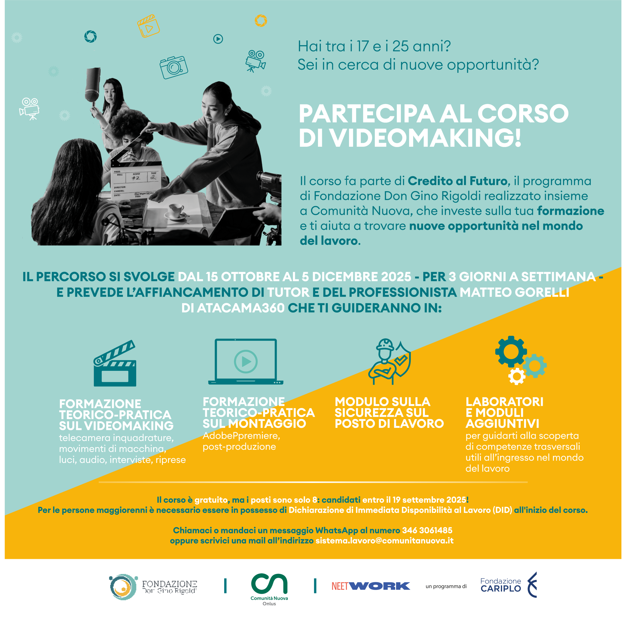 Corso professionalizzante VIDEOMAKING in partenza a ottobre!