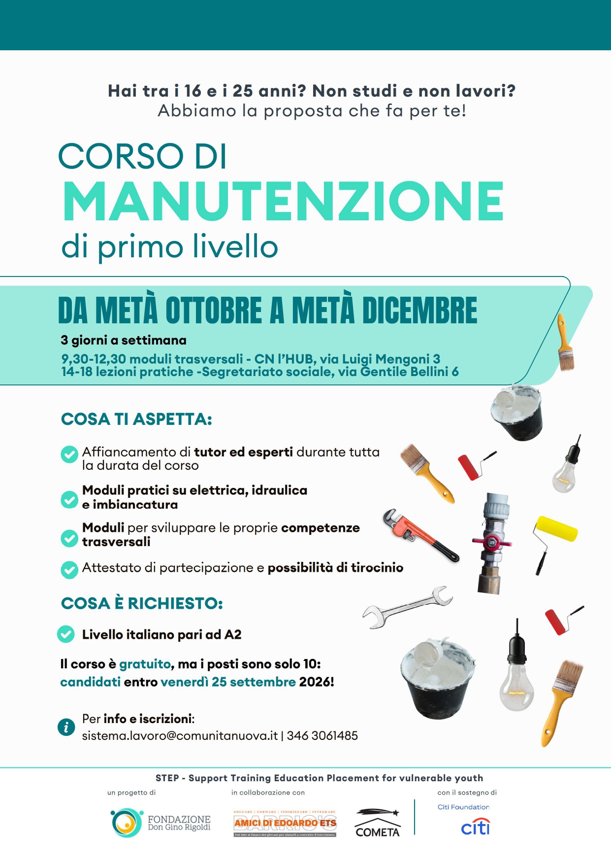 Corso Manutentore di Primo Livello in partenza