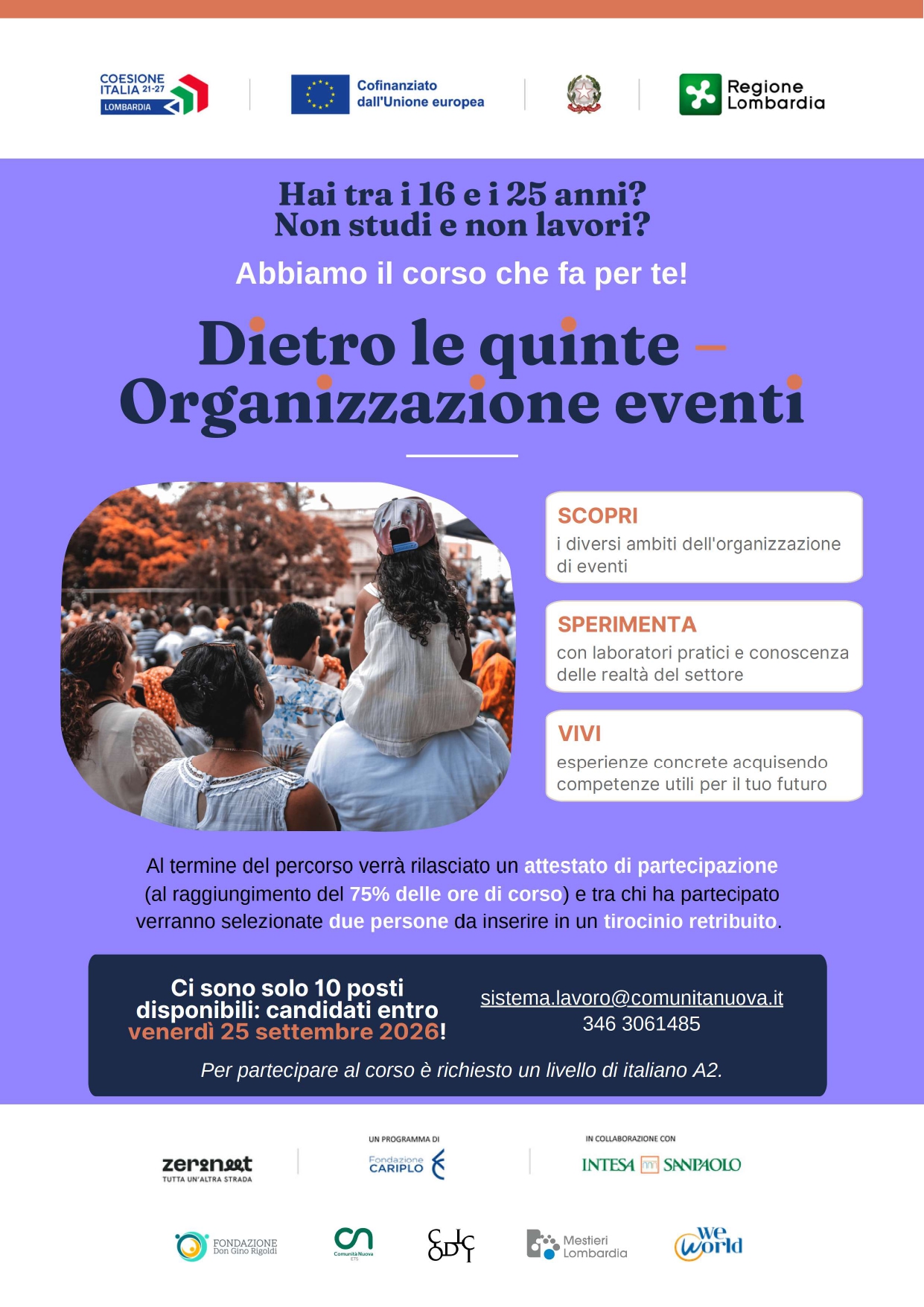 Corso “Dietro le quinte! Organizzazione di eventi” in partenza